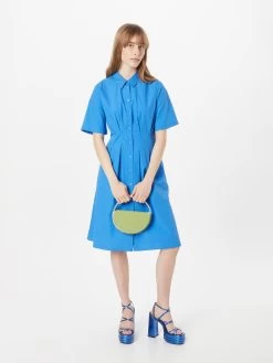 S.Oliver Robes Fluides Robe-chemise Femme Bleu Cobalt -S.Oliver Boutique 10d23751bc152a2b54160d7aaf408936