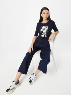 S.Oliver Pantacourts Larges Wide Leg Pantalon à Plis Femme Bleu Marine -S.Oliver Boutique 22d035455f158a64cc133d8b171b0768