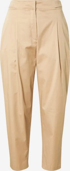 S.Oliver BLACK LABEL Pantalons à Pinces Effilé Pantalon à Pince Femme Beige Foncé