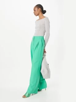 S.Oliver BLACK LABEL Pantalons à Pinces Wide Leg Pantalon à Pince Femme Vert -S.Oliver Boutique 3d6ef81c9abeac644f0100b9d0125b20