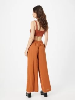 QS By S.Oliver Pantalons En Toile Loosefit Pantalon Femme Cognac -S.Oliver Boutique 3e8d72d714724a39ff48df37fae923d6