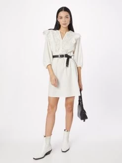 QS By S.Oliver Robes Fluides Robe-chemise Femme Blanc -S.Oliver Boutique 504dd00096684f601e305737b49732c3