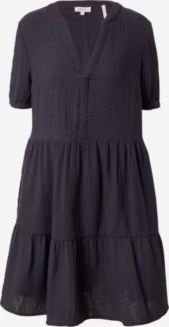 S.Oliver Robes Fluides Robe-chemise Femme Bleu Foncé