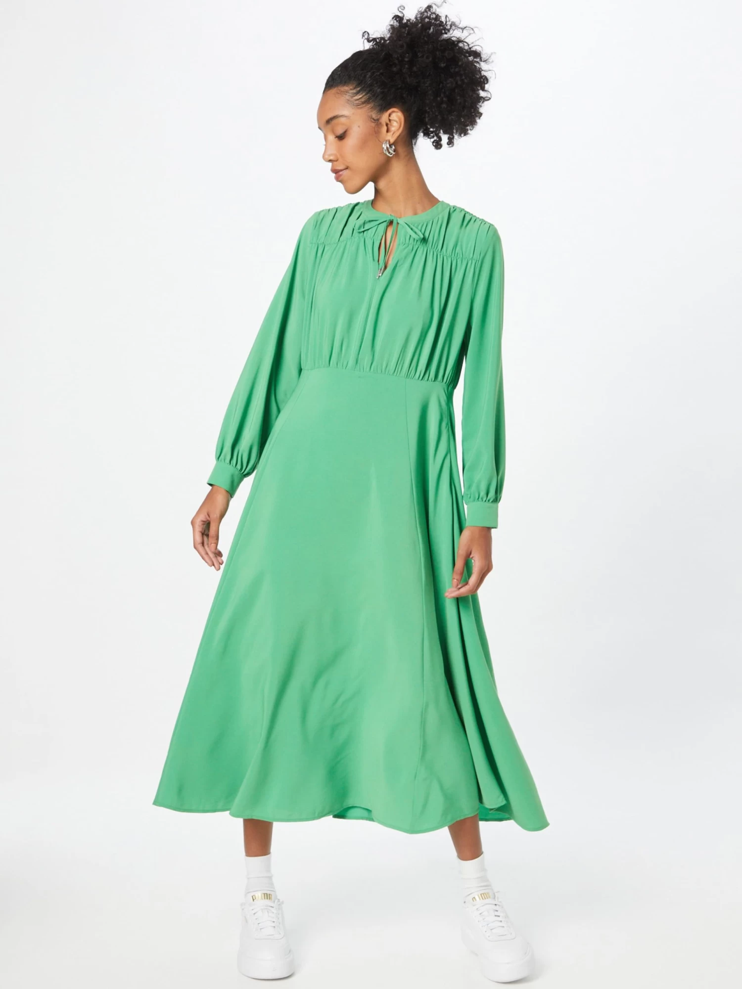 S.Oliver Robes Fluides Robe-chemise Femme Vert 4 S.Oliver Robes Fluides Robe-chemise Femme Vert – Image 2