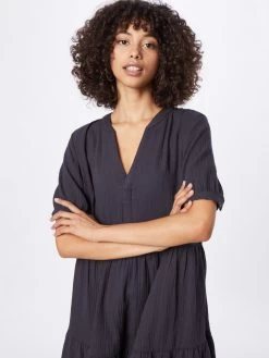 S.Oliver Robes Fluides Robe-chemise Femme Bleu Foncé -S.Oliver Boutique 98cba41cf8175226dc5423067fe71cd0