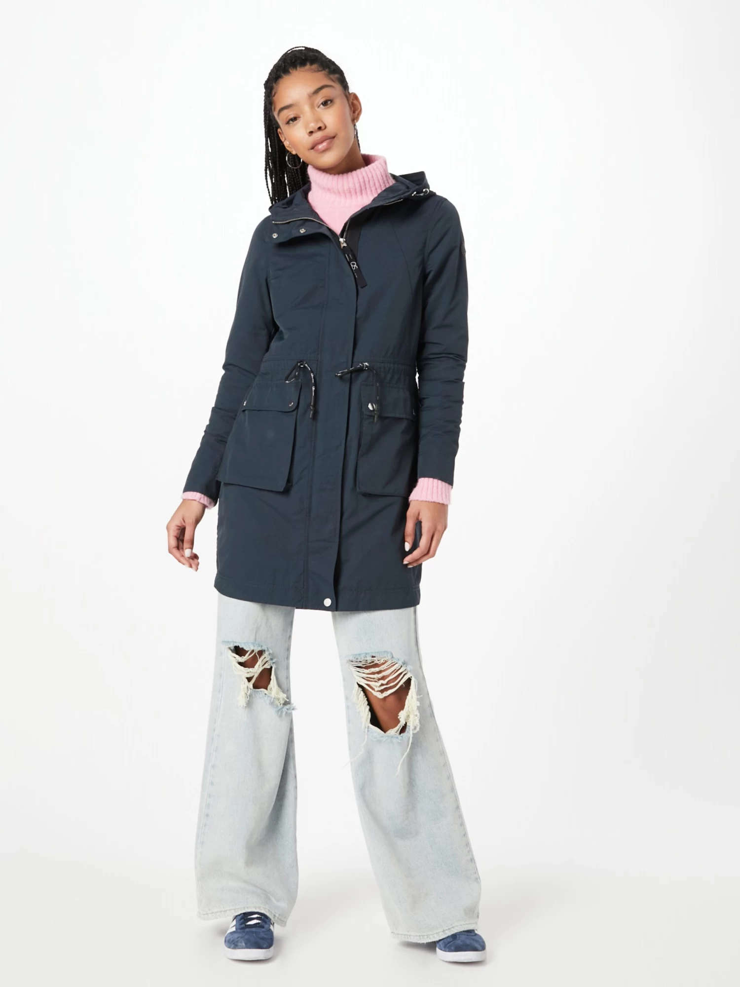 QS By S.Oliver Parkas Parka Mi-saison Femme Bleu Nuit 4 QS By S.Oliver Parkas Parka Mi-saison Femme Bleu Nuit – Image 2