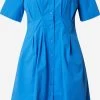S.Oliver Robes Fluides Robe-chemise Femme Bleu Cobalt -S.Oliver Boutique b4f933919b9cae3fd3d5096fe5f80db1