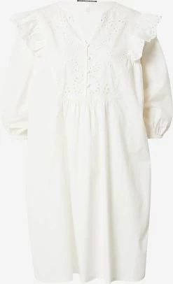 QS By S.Oliver Robes Fluides Robe-chemise Femme Blanc