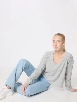 QS By S.Oliver Pulls Maille Fine Pull-over Femme Gris Clair -S.Oliver Boutique e9904a3a38ddcae0e9c8551e6308e76d