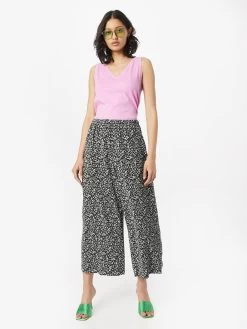 S.Oliver Pantacourts Larges Wide Leg Pantalon Femme Noir -S.Oliver Boutique fa3522b46cca16ad058a203f27c55074